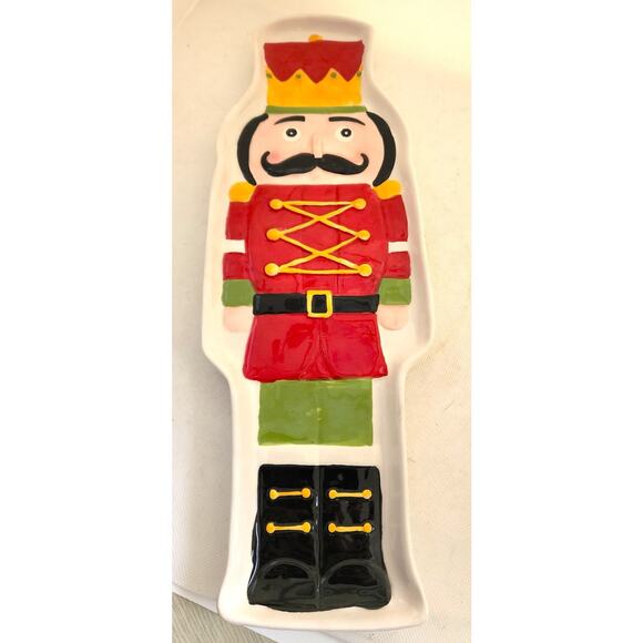 Appetizer/Cheese/Cracker/Cookie Dish-Christmas Soldier-Red Green-Long - Picture 6 of 9